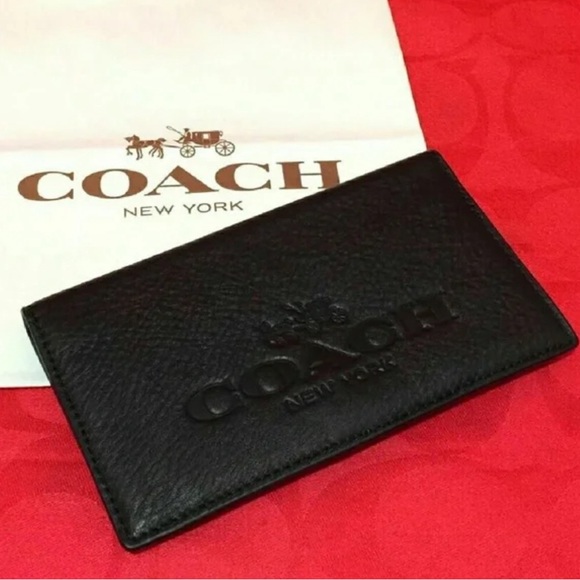 Coach women’s black leather checkbook holder pebble L67-12 - Picture 1 of 5